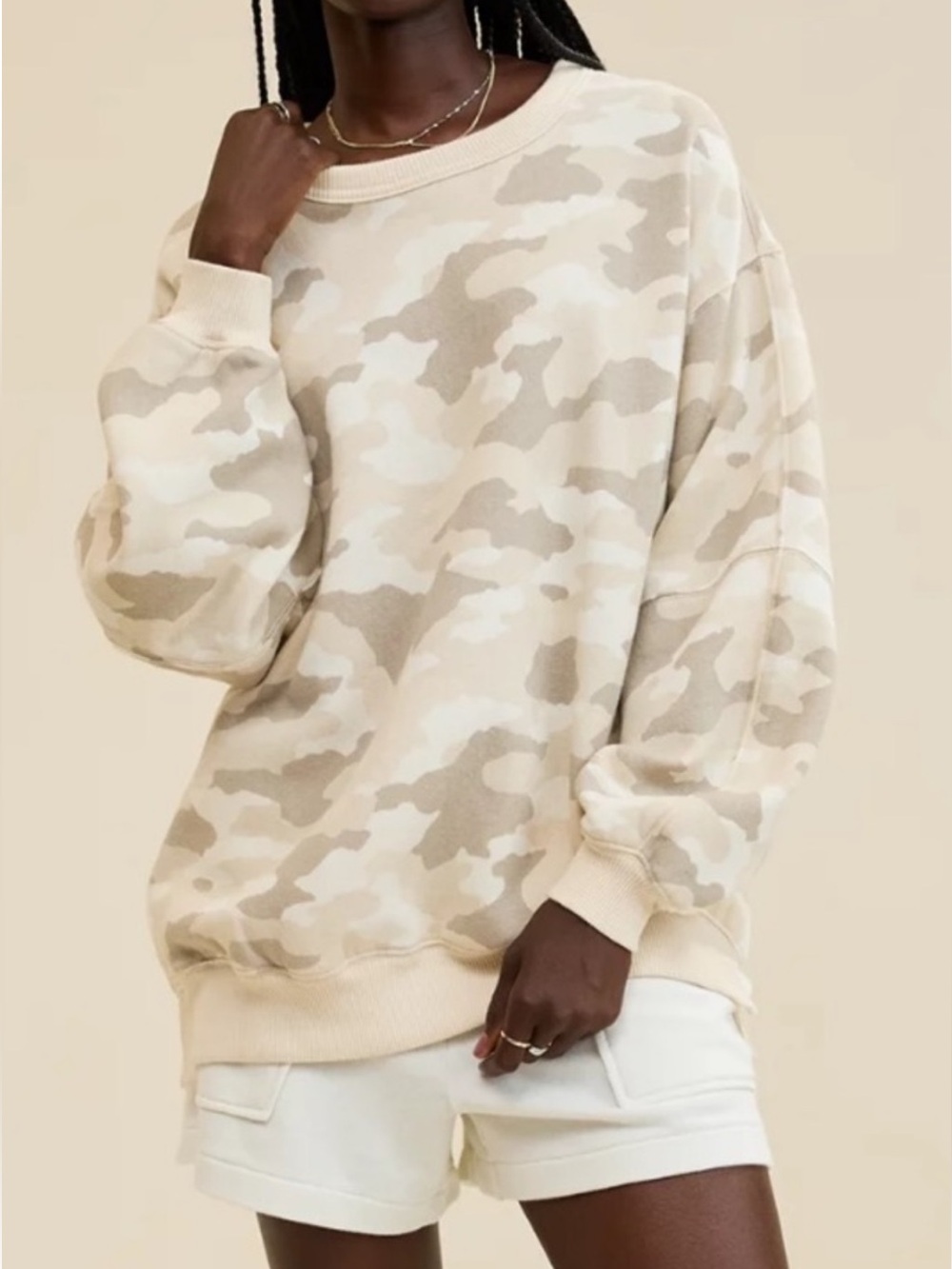 NWT Aerie Camouflage Cream & Gray Sweatpants and sweatshirt - Picture 2 of 12